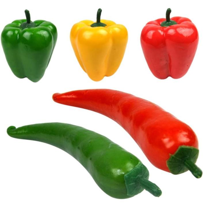 2 Sätze Simulationsmodell Paprika Schaufensterpuppe Maneküre- Set Gemüsemodell Repiclas Gefälschte Essensrequisite Gefälschte Lebensmittelmodellstütze Poly-Drache 5 Stück * 