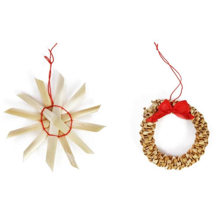 68-delige strosterrenset - kerstboomornament - strokerstboombedel - natuurlijke kerstboomhanger - kerstdecoratie
