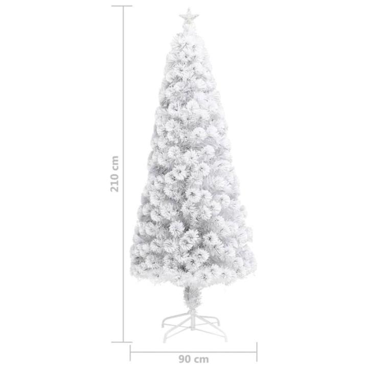 Künstlicher Weihnachtsbaum mit Beleuchtung Weiß 210cm Glasfaser Christbaum Kunstbaum Dekobaum Tannenbaum Weihnachten Künstlicher Weihnachtsbaum für Weihnachtsdeko