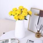 10 stuks gele rozen, kunstzijden bloemen, rozen met stelen, doe-het-zelf, bruiloft, boeket, thuis, kantoor, bruiloftsarrangementen (geel)