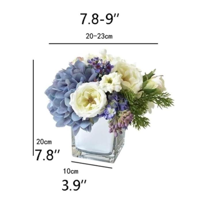 Kunstblumen Seidenblumen-Set mit Glasvase – Elegantes künstliches Blumenarrangement für Zuhause, Wohnzimmer, Esstisch, künstliche Dekoration für jeden Anlass
