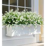 Calla Lily Kunstbloemen, 8 bundels kunstbloemen, UV-bestendige plastic bloemen, , balkon, boeket, planten voor balkon, tuin, raam, binnen en buiten