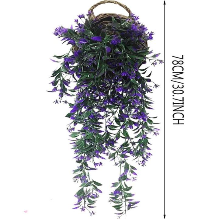 2 PCS Artificial Ivy Vine Artificial Flowers Artificial Hanging Plants Hanging Garland Vine Flower Plastic Plants for Wedding Party Garden Home Hanging Basket Decoration (Purple)