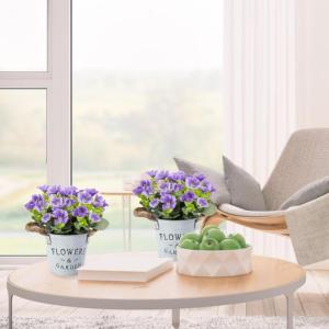 Decoratieve Bloemen, Kunstbloemen voor Buiten Binnen in Potten, Kunstbloemen Ambachten voor Huisdecoratie, Kamerdecoratie, Kantoor, Keuken, Tuin (Paars)
