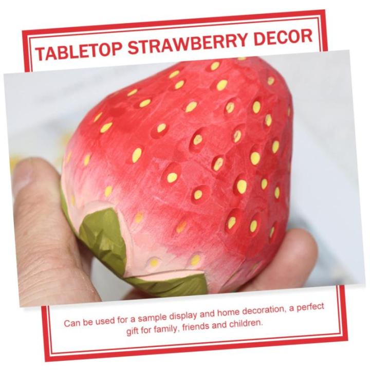 3St Erdbeergarnitur bürodeko büro Dekoration Erdbeer-Dekoration Restaurant-Display-Obst Kuchen verzieren Modell mit gefälschten Früchten imitierte Erdbeerverzierung hölzern