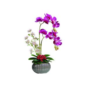 Kunstblumen Künstliche Phalaenopsis-Orchideen-Bonsai mit Topf für Hochzeitsfeier, Gartendekoration, Seidenorchideen mit Vase, Kunstblume für jeden Anlass