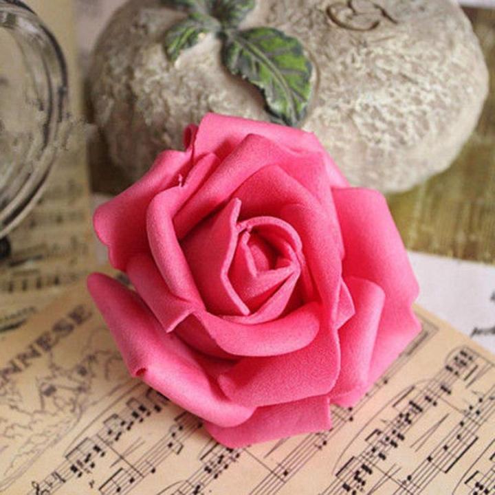 50 x schuimhoofden, bloemhoofden, kunstbloemen, bruidsboeket, huisdecoratie, rozen - roze, 7,5 - 7,5 cm
