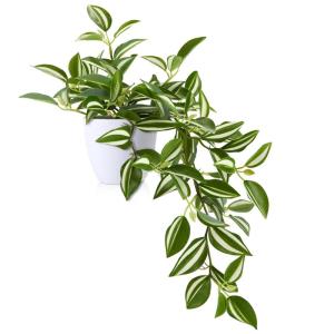 Kunstplant 38 cm, groen, kunstplant voor binnen en buiten, van kunststof, zeer realistisch, voor woonkamer, appartement, badkamer, keuken, balkon