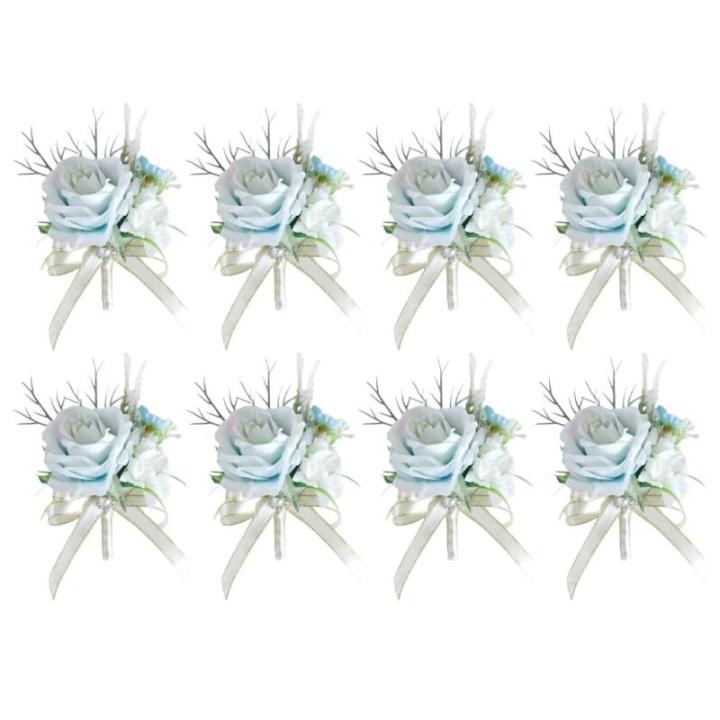 8er-Pack Ansteckblumen für Bräutigam und Braut, anspruchsvolle Ansteckblumen für die Hochzeit, Elegante Boutonniere-Accessoires für Brautjungfern