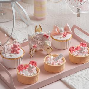 Handgemachte Kuchen Modell Simulation Donut Fondant Kuchen Rosa Serie Gefälschte Dessert Dekorationen Niedliche Geburtstag Hochzeit Party Foto Requisiten-L