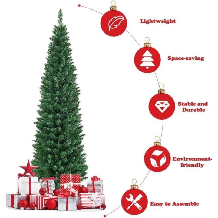 Weihnachtsbaum künstlicher Baum, Grüner Bleistift Schlanker Weihnachtsbaum(8FT/2.4M)