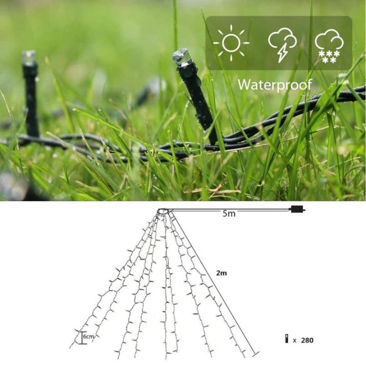 2m kerstboom Werplichtketting met ring, kerstboomverlichting Overworplichtketting met 8 slingers 280 LED-lichtketting voor 150cm 180cm 210cm 240cm boom - kleurrijk
