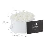 Rozenbox hart, 18 rozen, stabiele bloemenbox, wit, 10 jaar houdbaar, cadeau-idee, decoratieve bloemenbox, wit, 13 x 21 x 19 cm