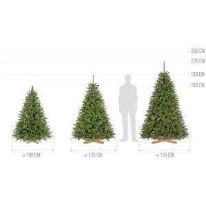 Kunstkerstboom 220 cm, spar, natuur, met kerstboom, houten standaard, kunstdennenboom met groene stam, gemaakt in de EU