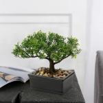 Kunstmatige bonsai in pot, kunstmatige bonsai-boom, bonsai kunstplant als echt, Japanse decoratie, kunstboom, bonsai, podocarpus, kunstkamerplanten voor badkamerdecoratie, bureau, 