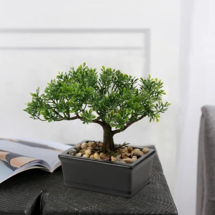 Kunstmatige bonsai in pot, kunstmatige bonsai-boom, bonsai kunstplant als echt, Japanse decoratie, kunstboom, bonsai, podocarpus, kunstkamerplanten voor badkamerdecoratie, bureau, 