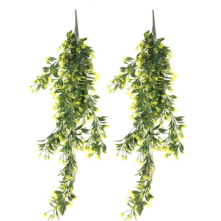 YGSAT , 2 stuks kunsthangplanten, kunststof planten, nepplanten voor binnen, hangplanten voor hangmanden voor binnen, buitentuin, bruiloftsfeestdecoratie (geel)