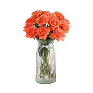 Kunstblumen Künstliche Blumen mit Glasvase Kunstseidenrose Gefälschte Pflanzen in Töpfen, Simulationsblumen-Tischdekorationszubehör für jeden Anlass