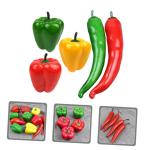 1 Satz Simulationsmodell Paprika Schaufensterpuppe Maneküre- Set Repiclas Kunstpfeffer Replikate Chili-Pfeffer-verzierung Falsches Pfeffermodell Falscher Chili Poly-Drache 5st