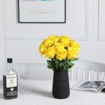 Kunstmatige Zijde Roos Bloem Enkele Stam Levensechte Nep Roos voor Bruiloft Boeket Bloemenarrangementen Huis Feest Bloemstuk Decoratie, 10 stuks (Geel)