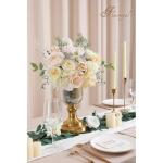 Künstliche Blumen Combo weiße Blumen Mix Seide Blumen Dahlie Rosen mit Stielen für DIY Hochzeit Brautsträuße, Babyparty, Blumenarrangement, Tischaufsätze, Heimdekorationen.