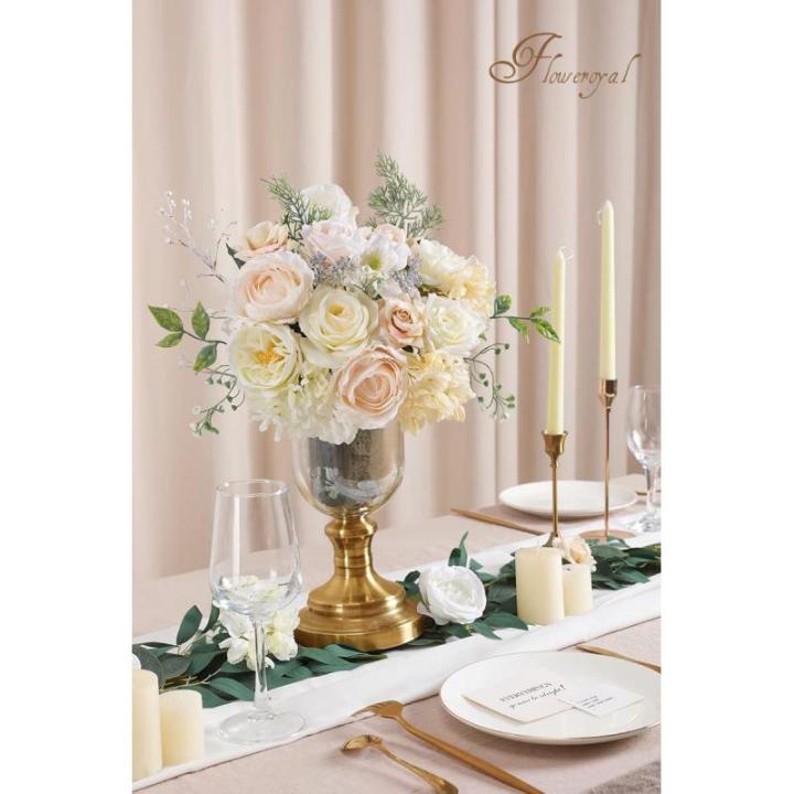 Künstliche Blumen Combo weiße Blumen Mix Seide Blumen Dahlie Rosen mit Stielen für DIY Hochzeit Brautsträuße, Babyparty, Blumenarrangement, Tischaufsätze, Heimdekorationen.