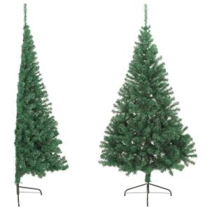 Faltbarer Weihnachtsbaum,künstlicher Tannenbaum klein,Künstlicher Halber Weihnachtsbaum mit Ständer Grün 210 cm PVCGeeignet für Patio, Schlafzimmer, Wohnzimmer, Weihnachten