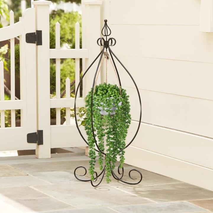 Senecio Hangplant, gematteerde kunstvetplanten, voor binnen en buiten, hoogte: 35,5 cm, in hanghanger