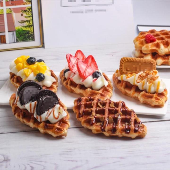 Fake Kuchen künstliche Kuchen 8 Stücke Gefälschte Waffel Kuchen Lebensmittel Modell Simulation Realistische Nachahmung Faux Waffel Replik Gebäck Realistisches Essen(D)