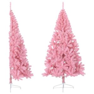 Kunstkerstboom met standaard, 210 cm hoog, kerstdecoratie, kunstboom, hoge kunstboom, pvc en staal, roze