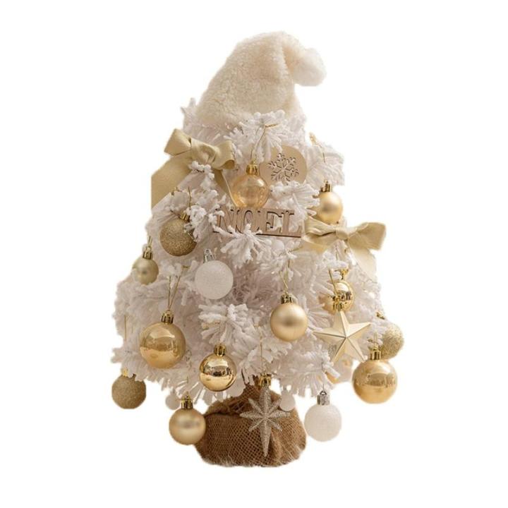 Mini Weihnachtsbaum 40CM Klein Tannenbaum mit Beleuchtung, Tischdeko Christbaum mit LED Lichterkette und Weihnachtskugel, Künstliche Weihnachtsbäume Geschmückt für Weihnachten 