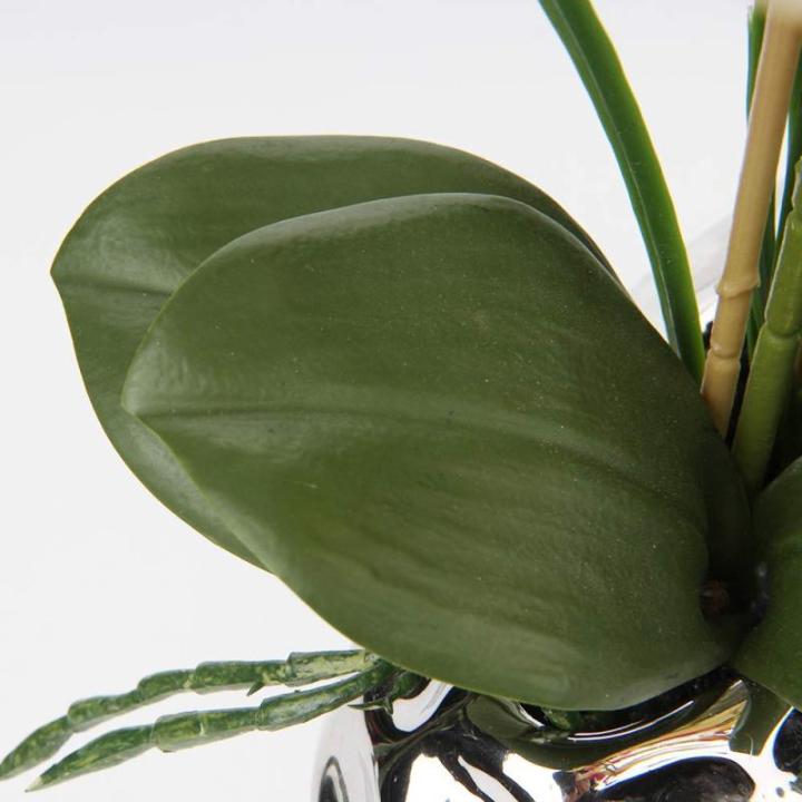 Kunstplant orchideeën kunstbloemen kunstbloemen als echt met echte bloemen in keramische pot tafeldecoratie vensterbank decoratie, hoogte 44 cm, geel