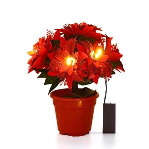 Künstlicher Weihnachtsstern Im Topf mit Licht, Künstliche Bonsai-Blume, Topfpflanze mit Topf für Weihnachtsfeier, Weihnachten, Urlaub, Zuhause, Esstisch, Büro, (A)