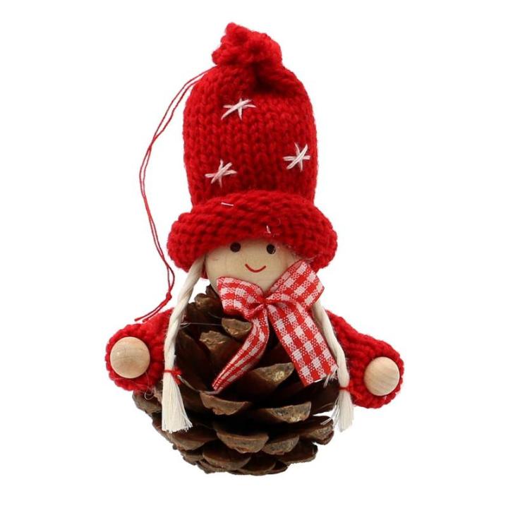 Brei/houten poppen/Kerstman als boomhangen/hanger in set van 4, afmetingen per figuur ca. 7,5 x 7,5 x 10 cm. 550119 dennenappelpoppen