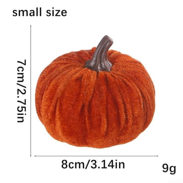 Kunstkürbisse aus Samt für Herbstdekoration für Thanksgiving und Halloween-Feiern (orangerot)