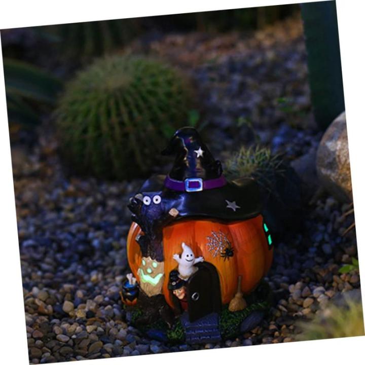 2 STK 115000 Kürbis- -dekor Spukhaus Nachtlichter Desktop-kürbisdekorationen Led-kürbislampen Kürbis-Ornamente Gartenkürbisstatue Mini Led-dekor Schreibtisch Lieferungen Harz