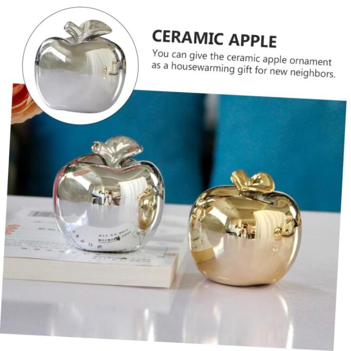 1Stk -Keramik-Ornament Fälschung weihnachtsäpfel Dekoration Weihnachtsmodell Chrom kreative büro Dekoration Party dekorative Requisite Weihnachtsverzierung Silver