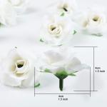 Kunstbloemkoppen, 50 stuks, kunstbloemen, rozen, voor bruiloft, feest, decoratie, doe-het-zelf (diameter 4 cm, wit)