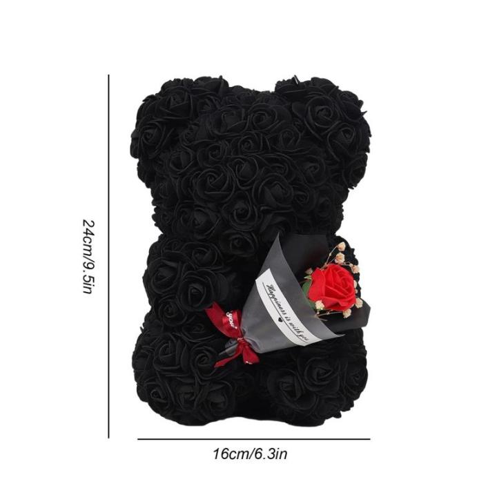 Valentijnsdag rozenbeer cadeau voor haar rozenbeer schattige teddybeer, kunstrozenbeer met rozenboeket, romantische rozen teddybeer cadeau voor Kerstmis