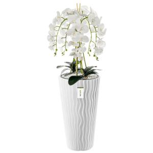 Künstliche Orchidee Kaskaden Blumenstrauß Weiß im Topf Weiß H 115 cm Heimbüro Dekoration, Kunstpflanze Orchidee, Kunstblume, Künstliche Orchidee im Topf