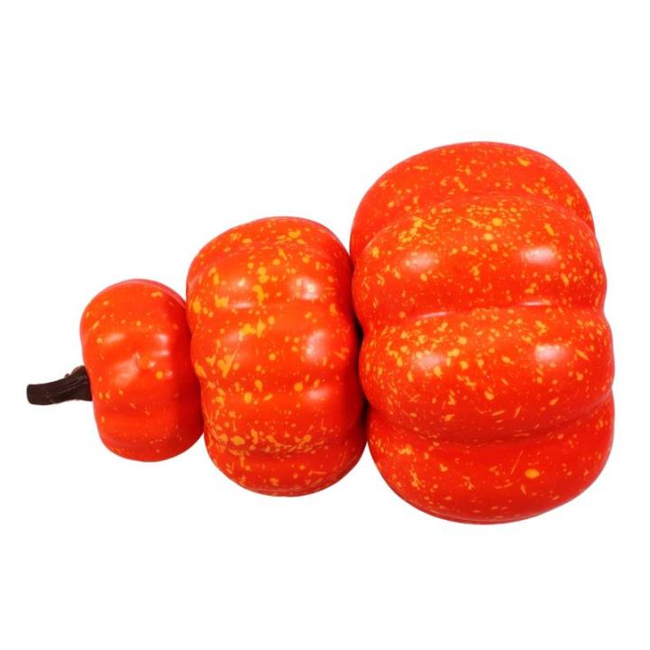 2st Schaumkürbis Realistisches Kürbismodell Schaumstoff-kürbis-Ornament Halloween-kürbis-Ornamente Glitzernder Künstlicher Kürbis Kürbisse Knacken Gestapelten Turm Orange