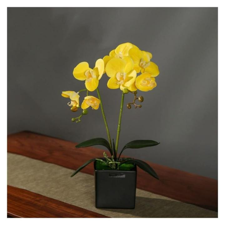 Kunstblumen Künstliches Phalaenopsis-Blumenarrangement, künstliche Orchideen-Bonsai im Topf, Pflanze für Zuhause, Büro, Küche, Schlafzimmer für jeden Anlass