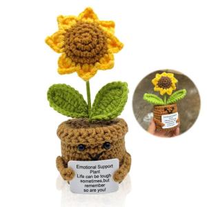 Pocket Hug cadeau, creatieve breiwol, positieve zonnebloem, afscheidscadeau collega's, beste vriendin, geschenken moedermaker cadeau, goede beterschapscadeau, geluksbrenger examen 