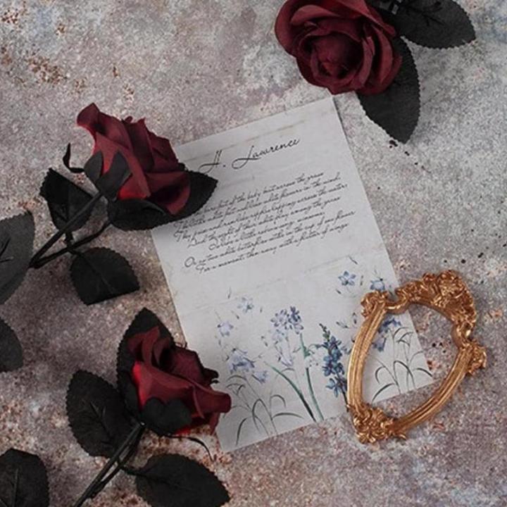 8 stks kunstmatige roos bloem, geen vervagen zwarte rozen, , enkele stam nep zijde bloemen realistische bloesem flora voor DIY thuiskantoor, feestdecoratie bruids bruiloft boeket H