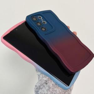 Miagon Gradient esthetische golfhoes voor Samsung Galaxy Note 20 Ultra, schattige golven, telefoonhoes voor dames en meisjes, krullend frame, design, siliconen TPU bumper beschermh
