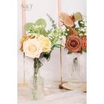 Kunstbloemen, rozen, 25 stuks, kunstrozen met stelen voor bruiloftsfeest, oogstfeest, herfstdecoratie, Valentijnsdag, Moederdag, woondecoratie, gemengd oranje