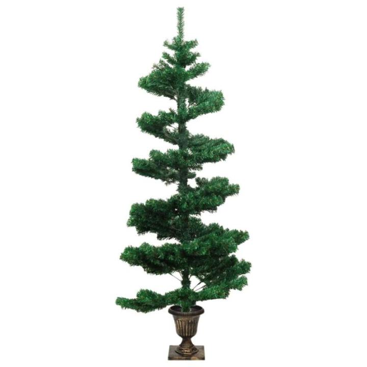 Spiral-Weihnachtsbaum mit Beleuchtung und Topf Grün 120 cm Christbaum Dekobaum Kunstbaum mit Ständer Tannenbaum Weihnachten Künstlicher Weihnachtsbaum für Weihnachtsdeko
