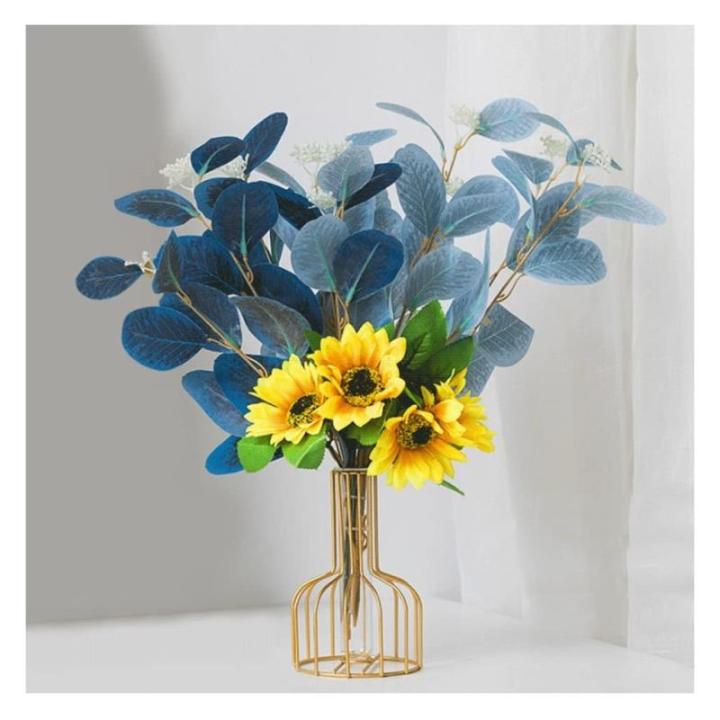 Kunstblumen Künstliche Blumen-Pflanzen-Set, künstliche Seidenblumen mit Leichter Luxus-Vase aus Schmiedeeisen, für den Hochzeitshausgarten für jeden Anlass