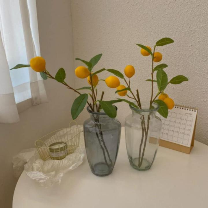 Kunstblumen Künstliche Zitronenzweige, künstliche Früchte, gelbe Zitrone mit grünen Blättern, Tischdekorationsmodell im Landhausstil für jeden Anlass