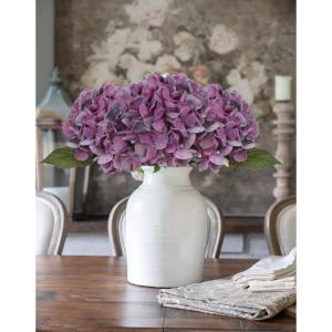 2 stuks hortensia's kunstbloemen, paars, Ø 19 cm, kunstbloemen als echt voor bruidsboeketten, huis, kantoor, hotel, feestdecoratie, middenstukken, bloemstukken